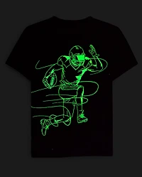 Boys Glow Football Player Graphic Tee