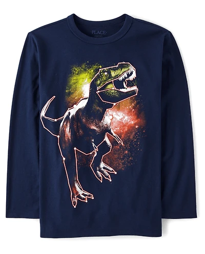 Boys Glow Dino Graphic Tee