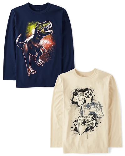 Boys Gamer Dino Graphic Tee 2-Pack