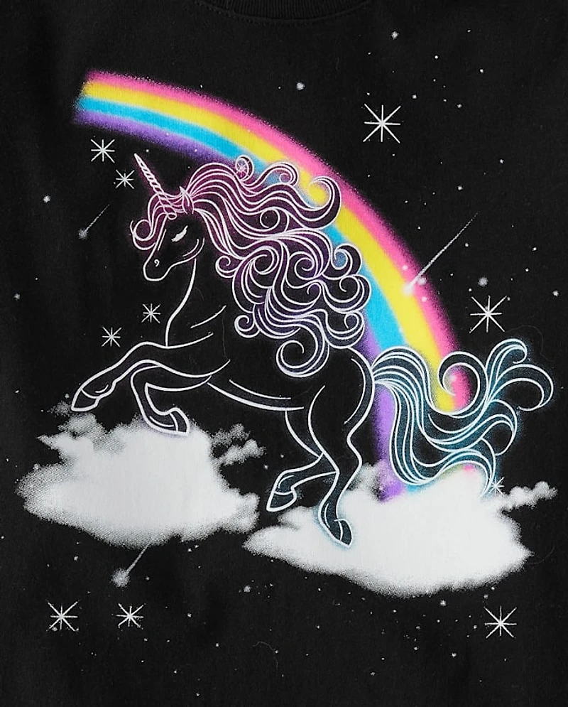 Girls Rainbow Unicorn Graphic Tee