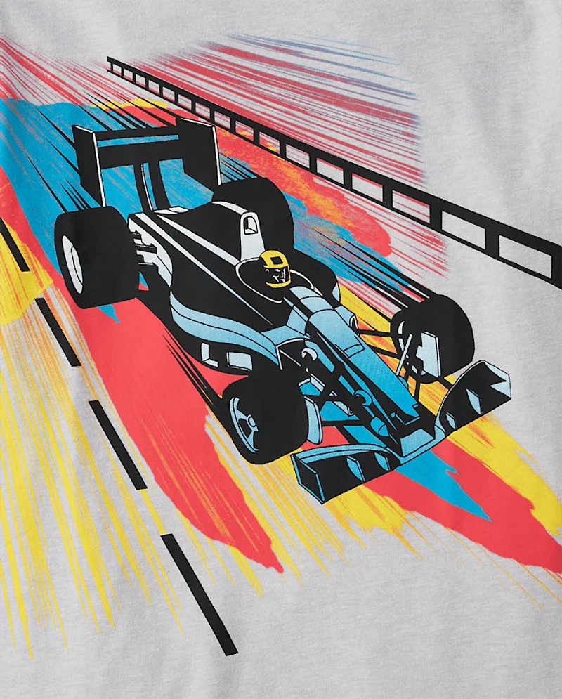 T-shirt graphique pour garçon avec motif de voiture course