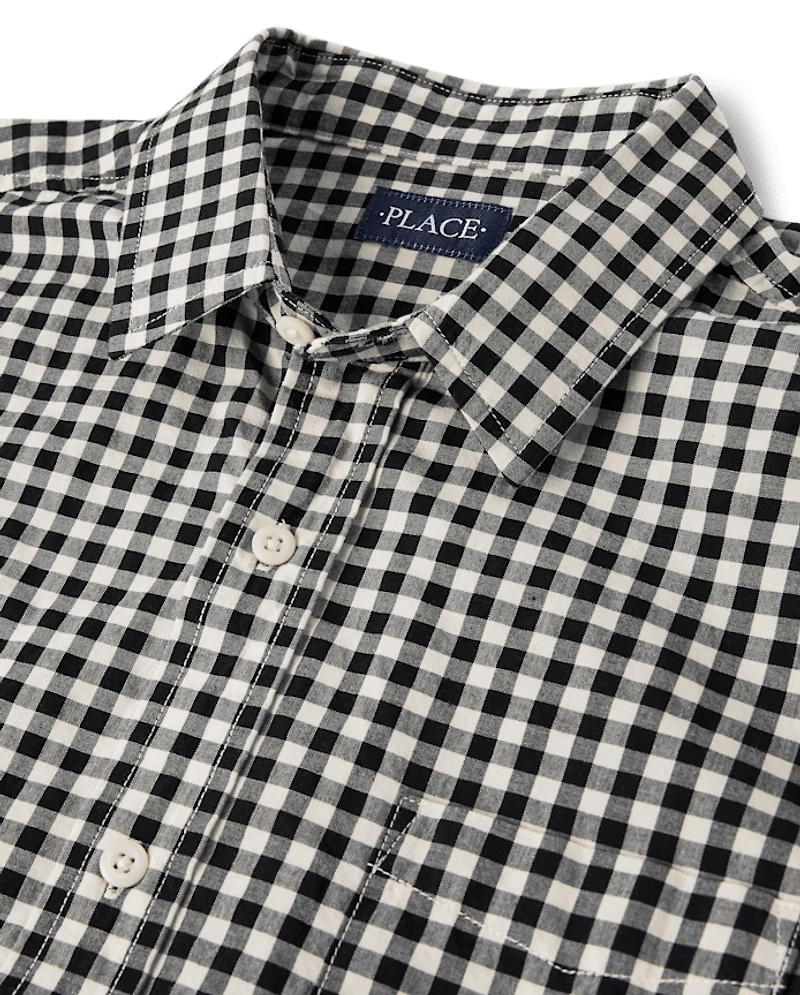 Mens Dad And Me Gingham Poplin Button Up Shirt