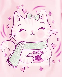 Baby And Toddler Girls Cat Hot Cocoa Graphic Tee
