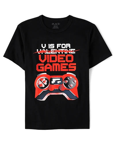 Boys V For Video Games Graphic Tee