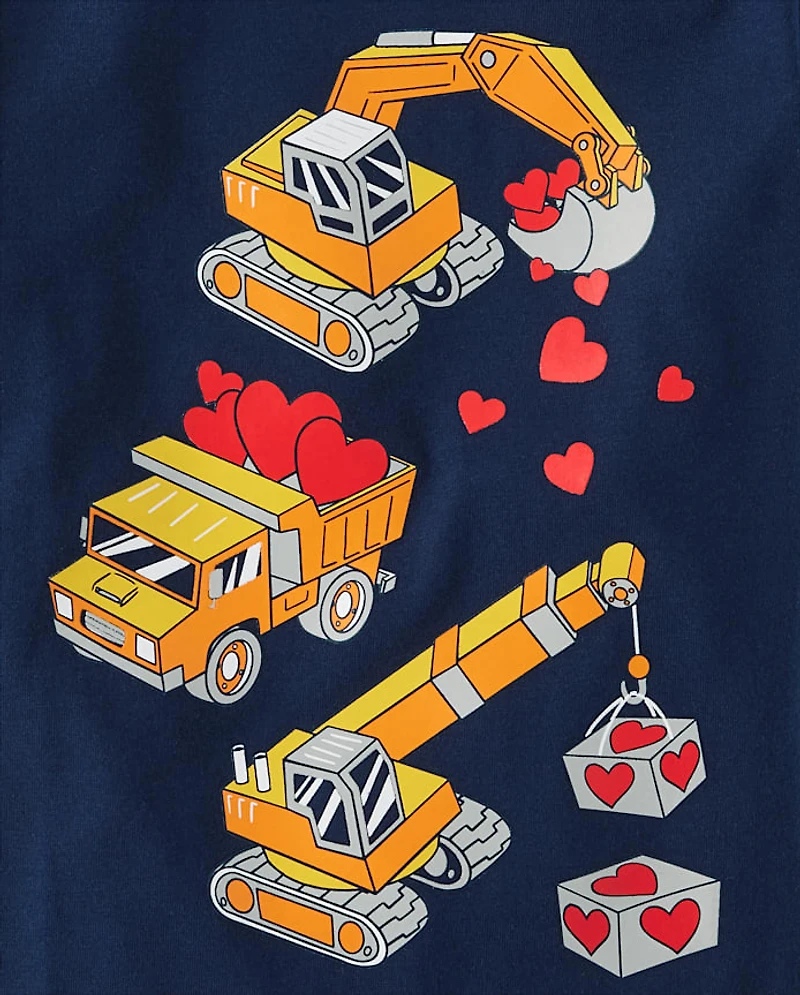 Baby And Toddler Boys Valentine's Day Construction Graphic Tee