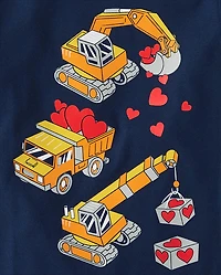 Baby And Toddler Boys Valentine's Day Construction Graphic Tee