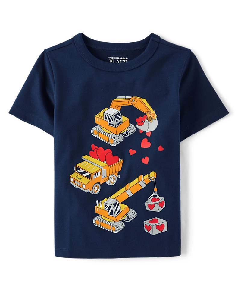 Baby And Toddler Boys Valentine's Day Construction Graphic Tee
