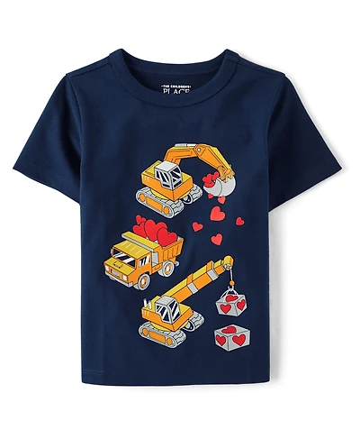 Baby And Toddler Boys Valentine's Day Construction Graphic Tee