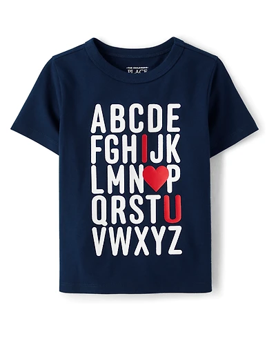 Baby And Toddler Boys Valentine's Day Love You Alphabet Graphic Tee