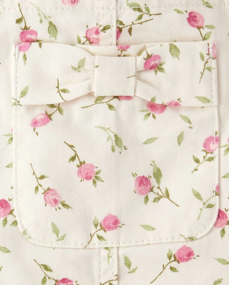 Toddler Girls Floral Skirtall 2-Piece Outfit Set