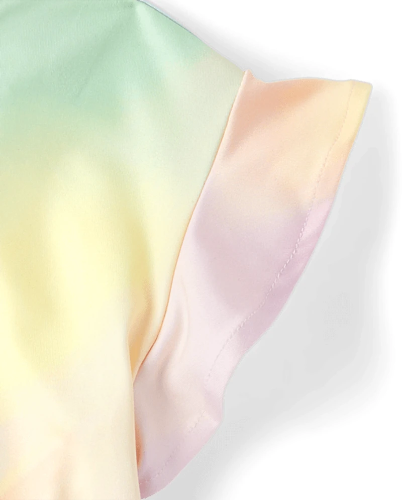 Toddler Girls Quick Dry Rainbow Marble Top