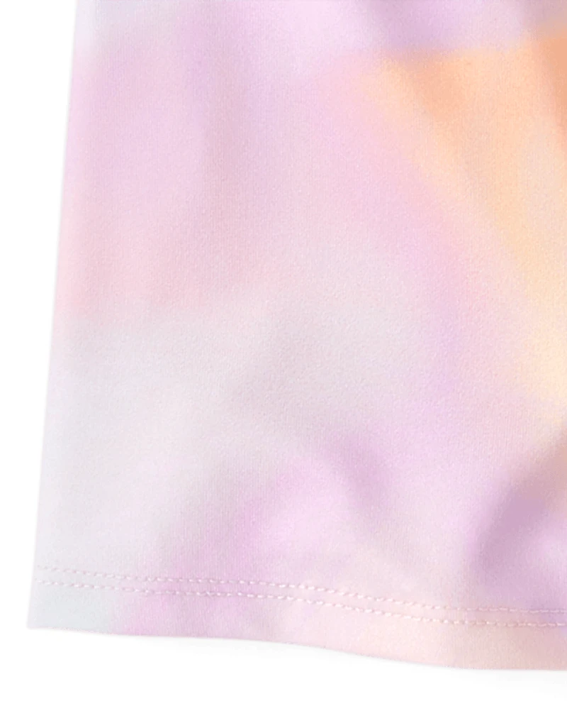 Toddler Girls Quick Dry Rainbow Marble Top