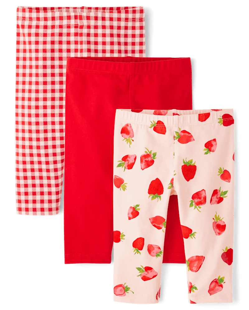 Toddler Girls Strawberry Capri Leggings 3-Pack