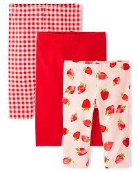 Toddler Girls Strawberry Capri Leggings 3-Pack