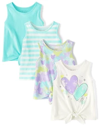 Toddler Girls Heart Tie Front Tank Top 4-Pack