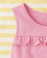 Toddler Girls Sun Ruffle Tank Top 4-Pack