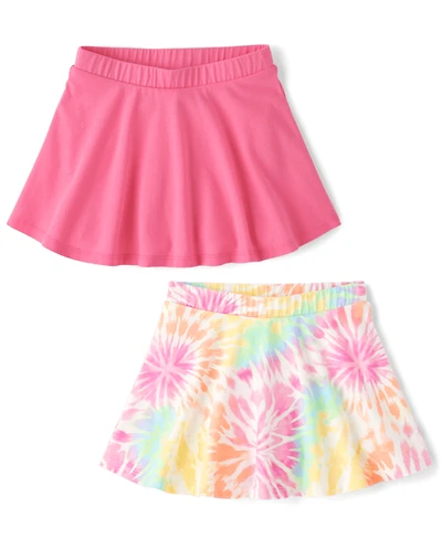 Toddler Girls Rainbow Tie Dye Skort 2-Pack