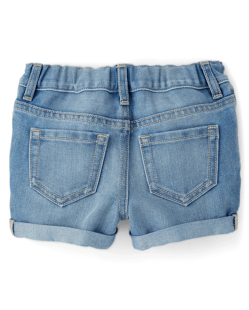 Toddler Girls Roll Cuff Denim Shortie Shorts 2-Pack
