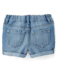 Toddler Girls Roll Cuff Denim Shortie Shorts 2-Pack