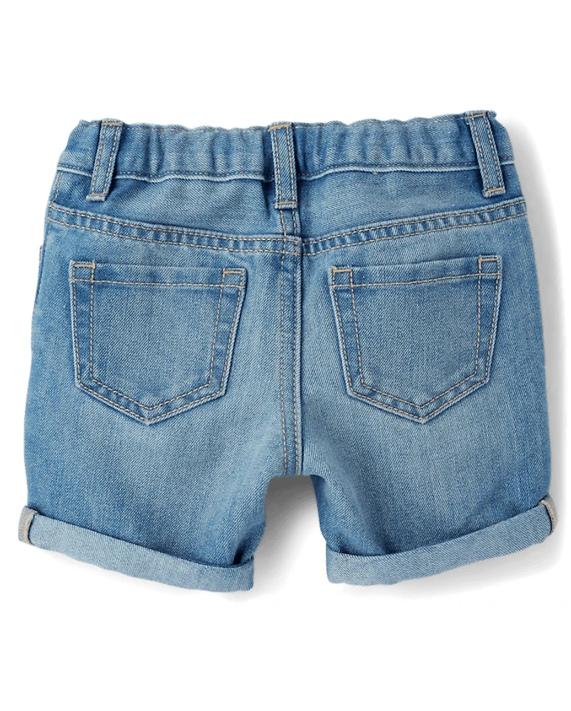 Toddler Girls Roll Cuff Midi Jean Shorts 2-Pack