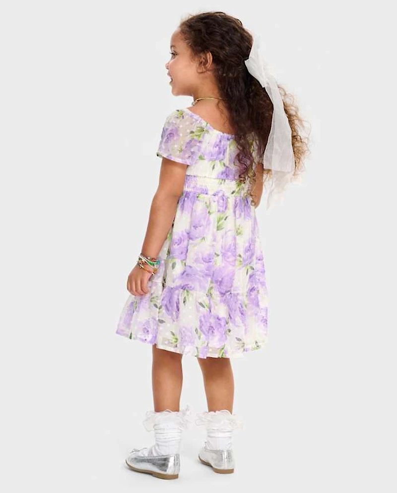 Baby And Toddler Girls Mommy Me Floral Chiffon Ruffle Dress