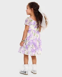 Baby And Toddler Girls Mommy Me Floral Chiffon Ruffle Dress