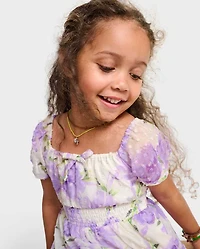 Baby And Toddler Girls Mommy Me Floral Chiffon Ruffle Dress