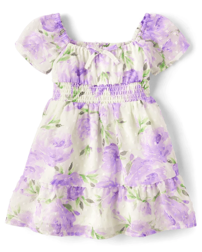 Baby And Toddler Girls Mommy Me Floral Chiffon Ruffle Dress