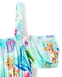 Toddler Girls Matching Family Tropical Off Shoulder Dress