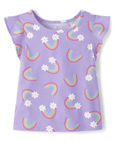 Baby And Toddler Girls Rainbow Floral Flutter Top