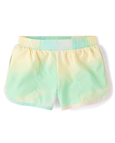 Toddler Girls Quick Dry Rainbow Marble Lined Shorts