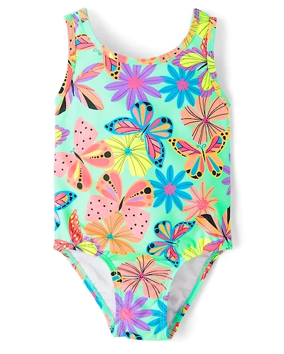 Baby And Toddler Girls Butterfly Bow Back One Piece Swimsuit
