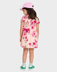 Robe à fleurs et nœud dans le dos pour petites filles