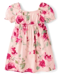 Robe à fleurs et nœud dans le dos pour petites filles
