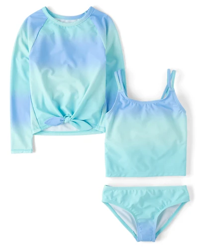Girls Ombre 3-Piece Swimsuit