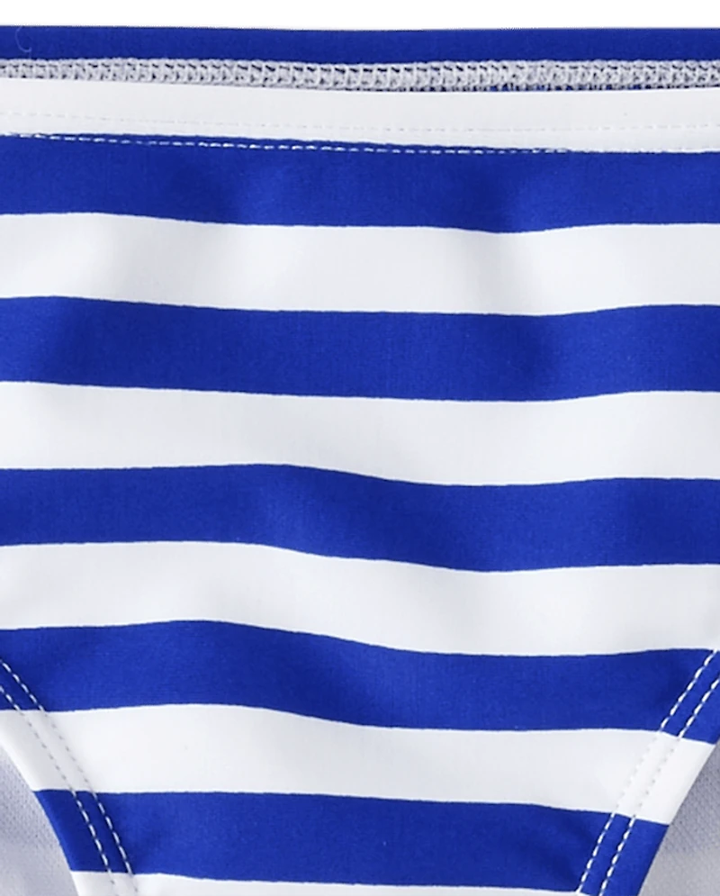 Girls Striped Tie Front Bikini Swimsuit