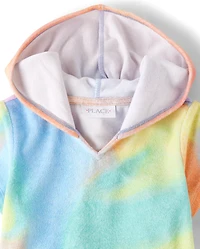 Girls Rainbow Tie Dye Terry Swim Cover-Up