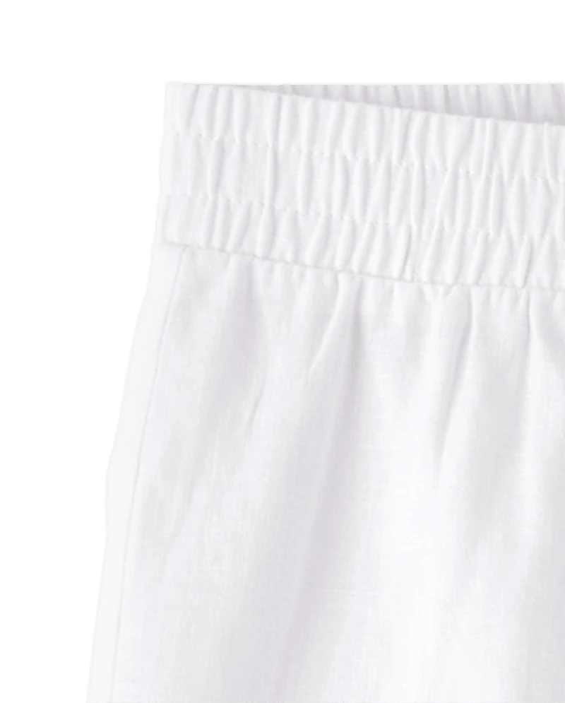 Girls Linen-Blend Wide Leg Beach Pants