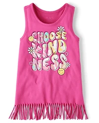 Girls Choose Kindness Fringe Tank Top