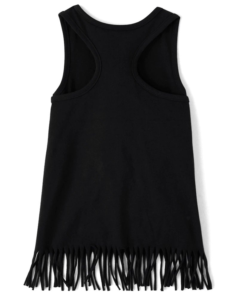 Girls Graphic Fringe Tank Top
