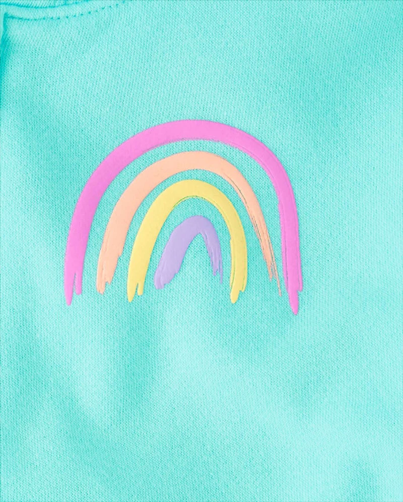 Girls Graphic Fleece Zip Up Hoodie