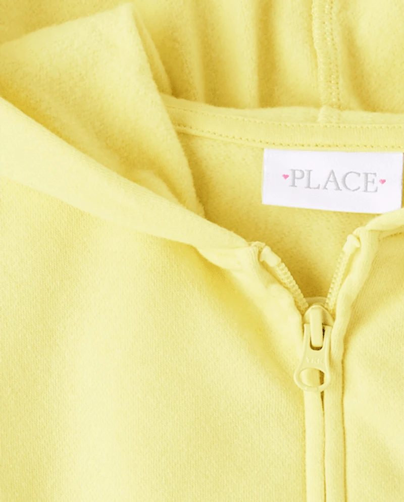 Girls Graphic Fleece Zip Up Hoodie