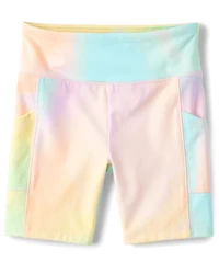 Girls Quick Dry Marble High Rise Bike Shorts