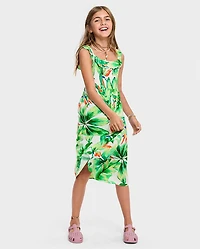 Fille Famille assortie Tropical Midi Smocked Robes