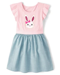 Robe ajustée et évasée motif lapin pour fille