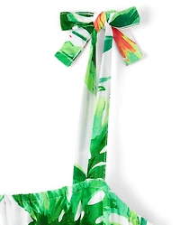 Womens Matching Family Tropical Maxi Tie Shoulder Dress