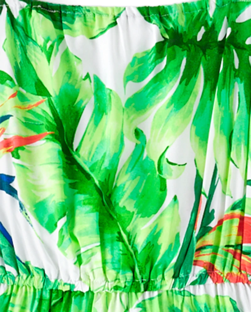 Robe longue à épaules nouées tropicale pour femme