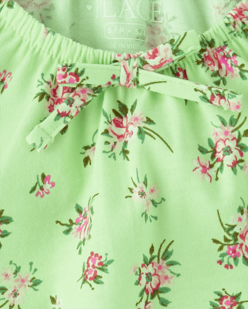 Girls Floral Smocked Top