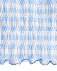 Girls Gingham Smocked Keyhole Top