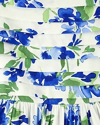 Robe à volants plissée fleurs assortie pour filles